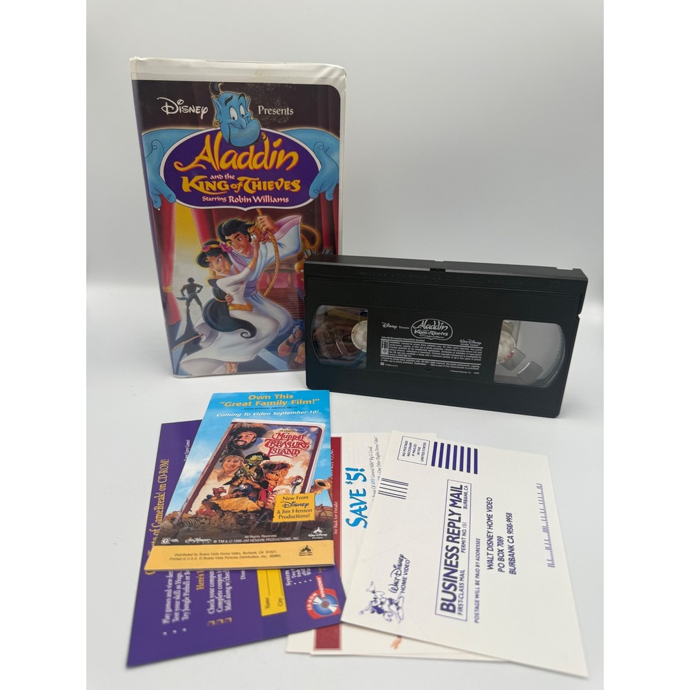 Disney Aladdin and the King of Thieves VHS Robin Williams Clamshell Inserts 1996